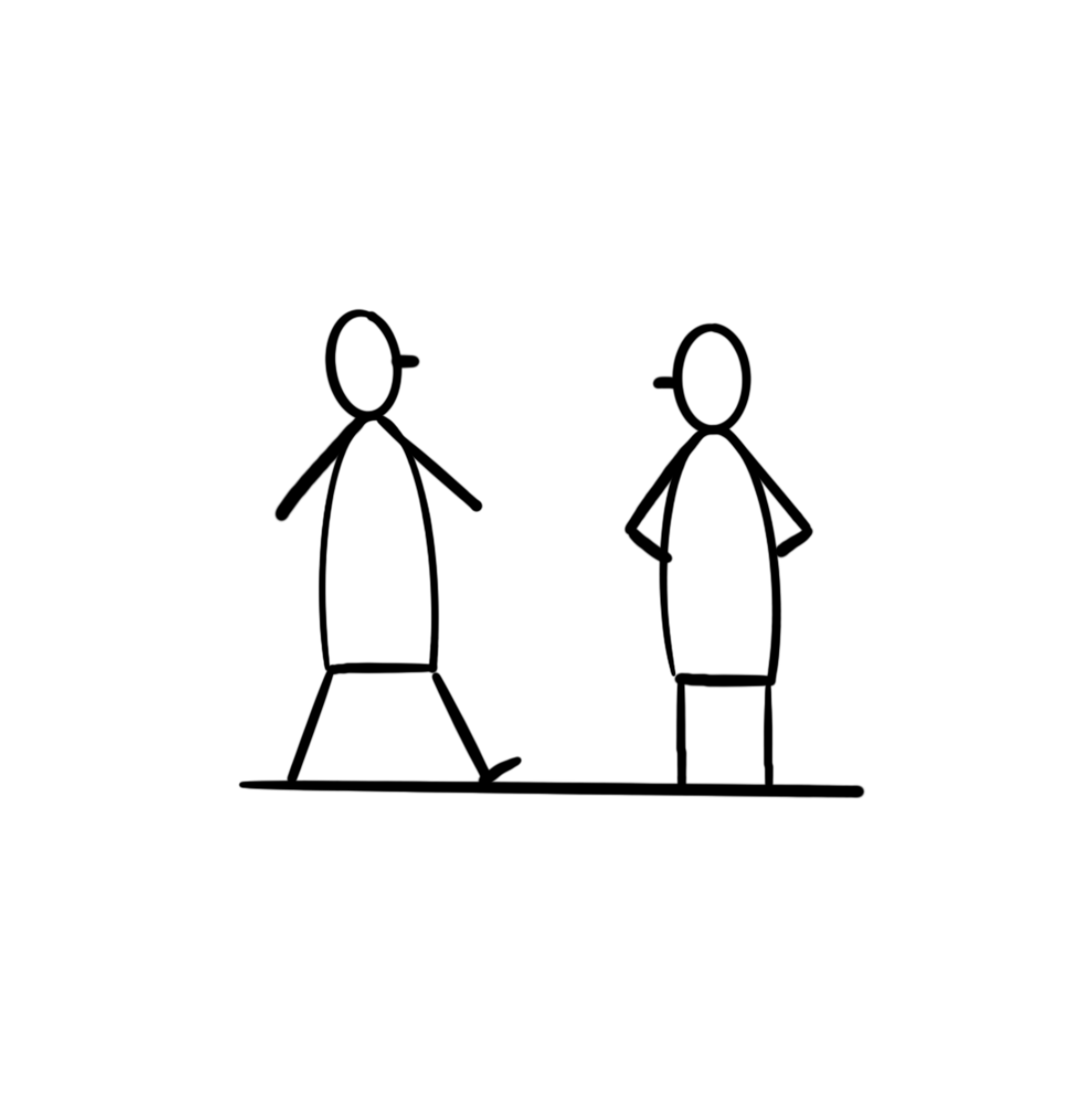 een poppetje die naar zijn leidinggevende gaat