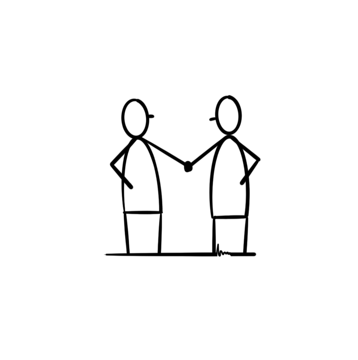 twee poppetjes die respectvol elkaars hand vasthouden